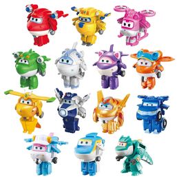 Super Wings 2 Inches Mini Transforming Toy Deformation Aeroplane Robot Action Figures Transformation Toys For Children Gifts 240516