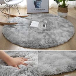Carpet Super soft plush circular carpet mat fluffy white suitable for living room home decoration bedroom childrens salon thick pile H240516
