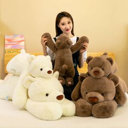 1m/1.2m Super Big Plush Lying Animal Pillow Stuffed Brown/White Bear Plushier Toys For Girls Kids Christmst Gift