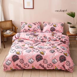 Bedding Sets 2024 4PCS Oversized Duvet Cover Set Simple Aloe Cotton Brushed Printing Summer Sheet Adult Student Children