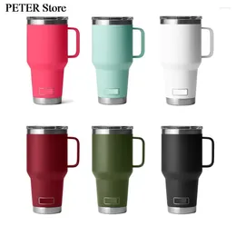 Mugs 30oz Stainless Steel Tumbler Milk Cup Double Wall Vacuum Insulated Metal Wine Glass With Handles Coffee Mug Yety