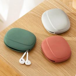 Storage Bags Portable Data Cable Headphone Box Simple Oval Silicone Bag Cute Coin Purse Home Small Gift Travel Must-have