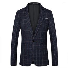 Men's Suits 2024 Fashion Casual Boutique Business Dress Suit / Male Slim Plaid Blazer Jacket Coat