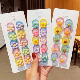 Hair Accessories 10/20 New Girl Cute Cartoon Flower Small Screw Childrens Tail Hair Tie Elastic Headband Fashion Hair Accessories Set WX