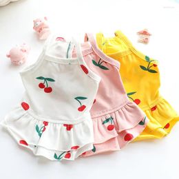 Dog Apparel Clothing For Spring And Summer Thin Small Size Dogs Cat Princess Style Multi Colors Pet Skirt With Cherry Printing