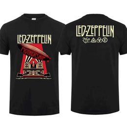 Men's T-Shirts Amazing Ts Men Vintage Rock Band Led Tour Mothership Zeppelin T Shirt Double-sided Casual Oversized T-shirt Maternity S-4XL T240515