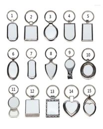 Keychains 15 Shapes Sublimation Transfer Paper Blanks DIY Metal Round Key Rings Heat Press Po Custom Jewellery Making Smal221233629