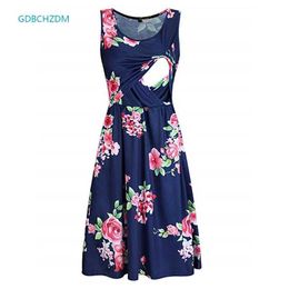 Maternity Dresses Flower Breastfeeding Dresses Maternity Clothes for Pregnant Women Clothing Solid V-neck Pregnancy Dresses Mother Wear Evening Y240516