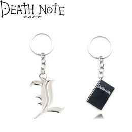 Keychains Lanyards Anime Death Note Keychain Double L Black Notebook Pendant Key Chain Cospaly Accessories Keyring for Women Men Jewellery Gifts Y240510