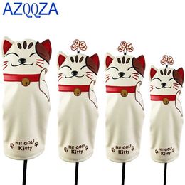 Other Golf Products Golf Headwear Golf Driver Fairway Wooden Hybrid Lucky Cat Cartoon Animal Golf Putter Cover Iron SetL2405