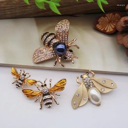 Brooches Vintage Style Jewellery Elegant Gold Plated Enamel Crystal Rhinestone Pearl Cute Insect Honeybee Bumble Bee Brooch Pin For Women