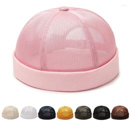 Berets Summer Quick Dry Brimless Hat Women Men Solid Colour Caps Casual Skullcap Docker Cap Breathable Mesh Unisex Melon Beanies