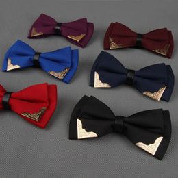 Bow tie mens style mens expensive gold edged double-layer formal wedding party groom man bow 240506