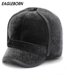 New Winter Men Russian Hat Faux Fur Hat Fashion Fur Dad Hats Ushanka Bomber Hats Ear Flap Thicken Winter Cap for Mens The Aged LJ29372405