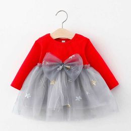 Girl's Dresses Spring and Autumn New Girl Dress Mesh Big Bow Sweet Princess Dress Birthday Party Dress (0-3 Year Old Girl)