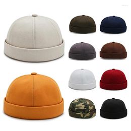 Berets Vintage Men's Summer Cotton Brimless Skullies Cap Portable Street Docker Hats Multipurpose Beanie Hat Hip Hop