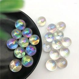 Decorative Figurines Electroplated Lovely Rainbow Aura Crystal Sphere Ball Titanium Quartz Natural Healing Stones And Crystals 17-19mm