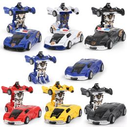 Cross Border One-Click Automatic Morphing Car Children Impact Morphing Toy Robot Educational Toy ChildrenS Gift 240417