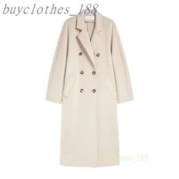 Women's Mid-length Trench Coat Maxmaras Wool Blend Coat Italian Brand Women's Luxury Coat High Quality Cashmere Coat Fuzz