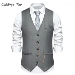 Men's Vests Spring Suit Vest Solid V-neck Casual Slim Fit Comfortable And Refreshing Top