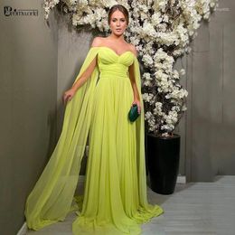 Party Dresses Abendkleider Dubai Formal Dress Women Elegant Chiffon Strapless Yellow Evening Gown 2024 Prom Vestido Longo Festa