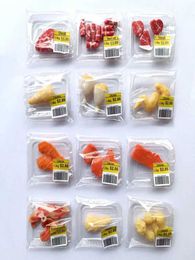 Kitchens Play Food New mini supermarket food simulation steak salmon bacon beef rolls used for doll houses mini kitchens clay food accessories S24516