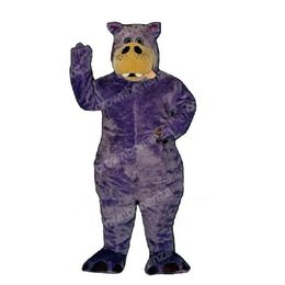 2024 Halloween Purple Hippo Mascot Costumes Halloween Cartoon Character Outfit Suit Xmas Outdoor Party Festival Dress Promotional Advertising Clothings