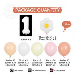 Party Balloons 1 Set Sunflower Theme Orange Pink White Latex Balloons Number 1-9th Foil Ball Baby Shower Kids Girl Birthday Party Background