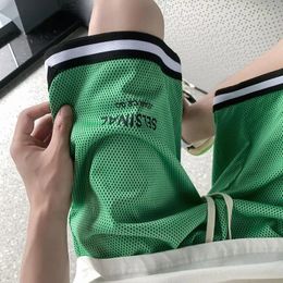 Hollow Mesh Shorts Mens Summer Thin Breathable Sports Basketball Shorts plus Size Loose Five-Point Casual Sports Pants 240514