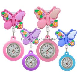 Other Office School Supplies Cartoon Colourf Butterfly Flowers Lovely Nurse Doctor Students Retractable Hang Clip Badge Reel Fob Pocke Otxlh