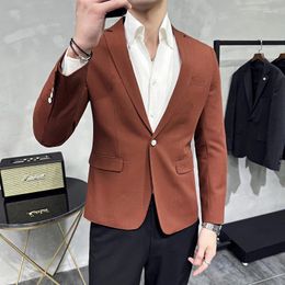 Men's Suits High-quality Fashion Handsome 2024 Boutique Suit Youth Single-breasted Slim Casual Solid Colour Coat M-5XL