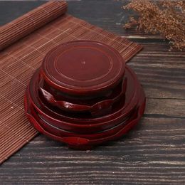 Decorative Plates 1 PC Imitation Solid Wood Rotate Carving Base Vintage Round Vase Teapot Display Holder