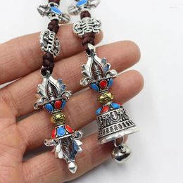 Decorative Figurines Tibetan Silver Inlay Gem Dorje Cross Vajra Phurpa Dagger Talisman Pendant