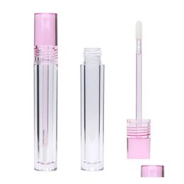 Packaging Bottles Wholesale Diy Lip Gloss Tubes Bottle Empty 7.8Ml Lipgloss Tube Round Transparent Packing With Wand Clear 3 Colors Dhnbe