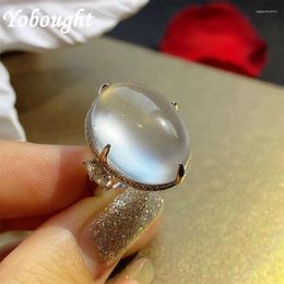 Cluster Rings Product Inlaid Big Pigeon Egg Oval Chalcedony Ring Opening Adjustable Gloss Translucent Charm Simple Ladies Silver Jewellery