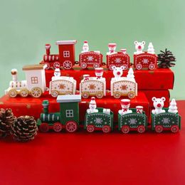 Decorative Objects Figurines Train Christmas Celebration Merry Decoration Toys Santa Claus Gifts New Year 2024 H240516