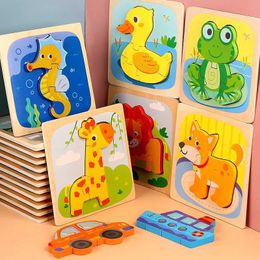 childrens Montessori toy 3D wooden puzzle baby cartoon animal/traffic puzzle early childhood learning toy S516