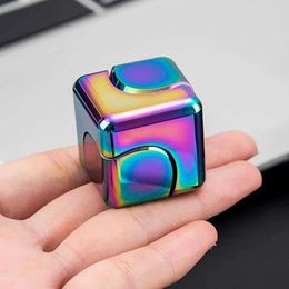 Decompression Toy Metal Cube Finger Rotator Decompression Rotation Top Anti Anxiety Toy Hand Fidget Rotator Vent Toy Flip B240515