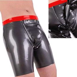 100% Natural Latex Rubber Shorts Panties Handmade Custom Pants Black & Red Fashion Sports CosplayCosplay,Masquerade