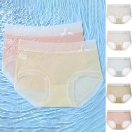 Women's Panties Womens Underwear Cotton Ultrathin Ladies Briefs Traceless Breathable Ice Silk Mid High For Women Seamless Bikini Thongs