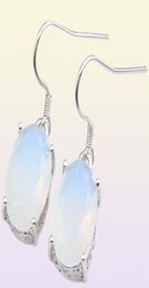 LuckyShine 5 Sets Friend Family Gift White Opal Oval Earrings and Pendant Chain Necklace 925 Silver Women Fashion Wedding Sets FRE8687247