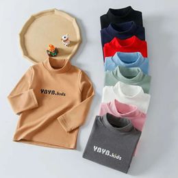 Children T-shirts Veet Tops for Kids Long Sleeve Boys Tees High Collar Girls Underwear Teenager Undershirts Baby Home Wear L2405