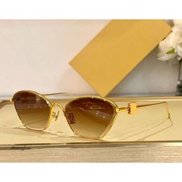 Cat Eye Gold Metal Frame/Brown Shaded Women Designer Sunglasses Shades UV400 Eyewear with Box
