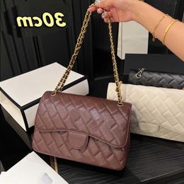 10A Fashion Flap Real Double Mirror Caviar 30cm Bag 10A Bag Luxury Jum-bo-bags 240215 Leather Designer Handbag Classic Purse Quilted La Jlqp