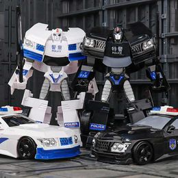 Transformation toys Robots 23CM Transformation Robot Toy Double sided Police Car Animation Character Boy Childrens Birthday Gift Transformation Toy WX