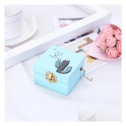 Novelty Items Cactus Music Box Solid Wooden Mirror Hand Made Craft Exquisite Musical Gifts 6.7X3.8Cm Drop Delivery Home Garden Decor Dhqa8