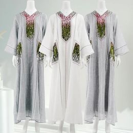 Ethnic Clothing Light Luxury Casual Embroidery Sequin Abayas For Women Muslim Dress Robe Elegante Islamic Vestido Longo Feminino