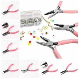 Multifunctional Cute Pink Color Handle Anti-slip Splicing and Fixing Jewelry Pliers Tools Kit for DIY Accessory Design Pliers th87