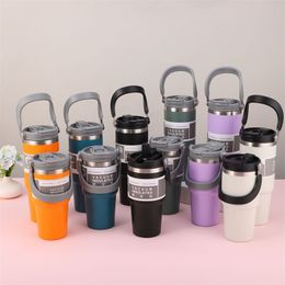 304 stainless steel vacuum insulated mug large capacity outdoor sports coffee cups with straw letters 20oz 30oz multicolors tumblers fashionable 19yq
