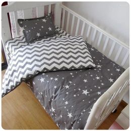 Bedding Sets 3Pcs Baby Set Cotton Crib Black White Stripe Cross Pattern Cot Including Duvet Cover Pillowcase Flat Sheet